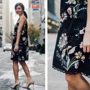 Maeve Black Floral Midi Shift Dress